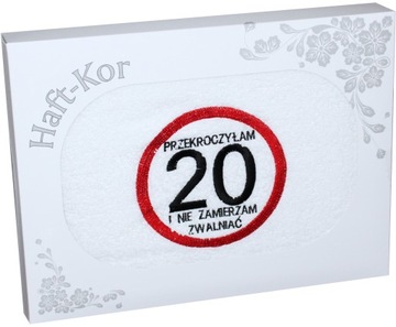 RĘCZNIK 70x140 Z HAFTEM NA PREZENT 20 URODZINY