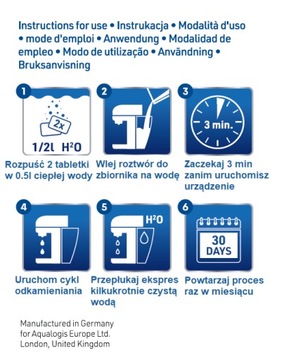TABLETKI AQUALOGIS DECALC ODKAMIENIAJĄCE DO EKSPRESÓW NA KAPSUŁKI