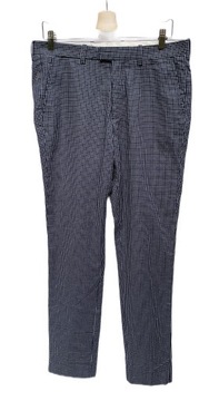 Spodnie H&M Eleganckie Granatowe Kratka 48 Męskie