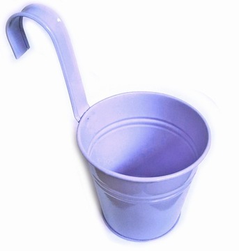 Osłonka metalowa z uchwytem uchem hakiem doniczka wisząca 10cm fioletowa