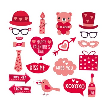 Rekwizyty do fotobudki na Walentynki Rekwizyty do fotobudki ślubnej w stylu B