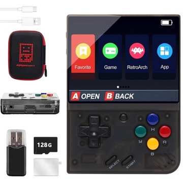 PRZENOŚNA KONSOLA RETRO DO GIER MIYOO MINI PLUS NA 15000 GIER z KARTĄ 128G