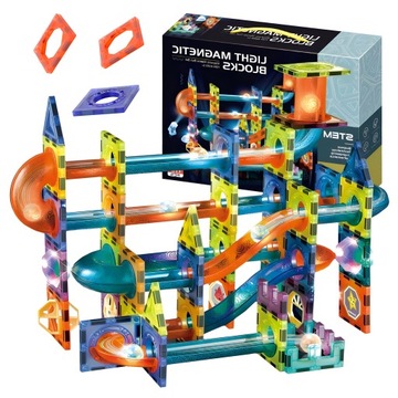 ŚWIECĄCY TOR KLOCKI MAGNETYCZNE PANELE 110 SZT ZESTAW