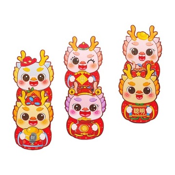 6 красных конвертов для подарков на китайский Новый год 2024 год Дракона в стиле B