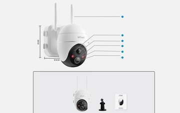 НАРУЖНАЯ ВРАЩАЮЩАЯСЯ WIFI IP-КАМЕРА 5MPx 4X ZOOM Белая PL с батареями 9000 мАч