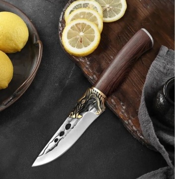 ОХОТНИЧИЙ НОЖ эксклюзивный FINKA BUTCHER декорированный кованый + кожаная кобура ND50