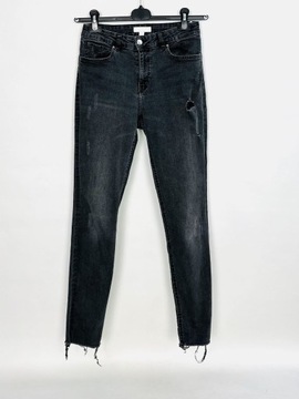Jeansowe elastyczne spodnie rurki dziury S 36 H&M