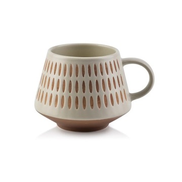 Kubek porcelanowy 400 ml do kawy herbaty beżowy BOHO mondex 8093