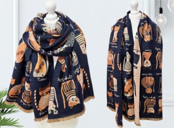 ЭЛЕГАНТНЫЙ ТЕПЛЫЙ ШАРФ ШАРФ шарф с узором КОШКА