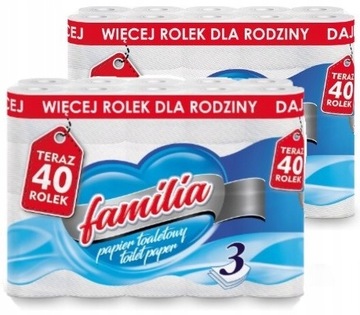 2 x Papier toaletowy Familia 3 warstwy Celuloza 40 ROL