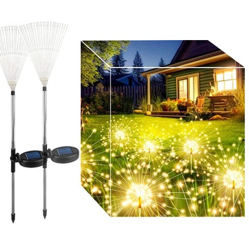 2X SOLARNE LAMPKI OGRODOWE WBIJANE DMUCHAWIEC FAJERWERKI OZDOBA 150 LED