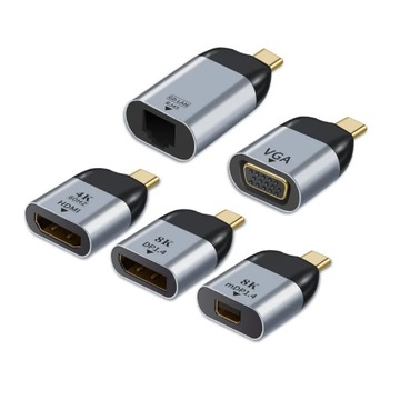 Typ C na HDMI DP MiniDP Mini Displayport VGA RJ45 Adapter USBC konwe~7191