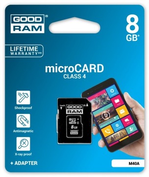 GOODRAM microSD 8 ГБ C4, 1 адаптер