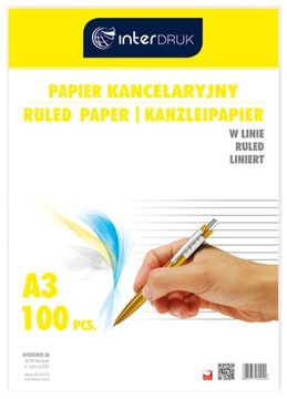 Papier kancelaryjny Podaniowy A3 w linie 100 ark.