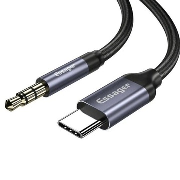 Adapter USB-C Wtyk Mini Jack 3.5 mm Przewód Kabel Przejściówka do Smartfona