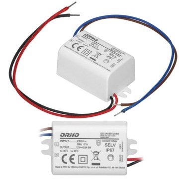 ZASILACZ DO TAŚM LED DO PUSZKI WODOODPORNY 12V 6W