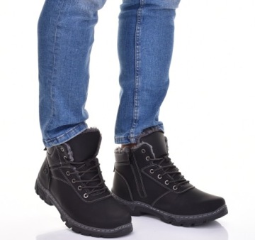 MĘSKIE BUTY ZIMOWE ŚNIEGOWCE OCIEPLANE WYSOKIE KLASYCZNE NA ZAMEK MODNE