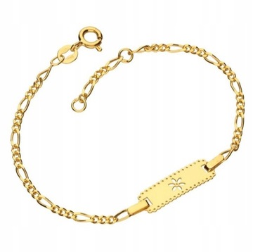 BRANSOLETKA DZIECIĘCA SREBRO POZŁACANE + GRAWER