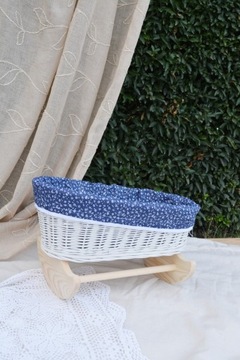 ПЛЕТЕНАЯ КОЛЯСКА для кукол + ЛЮБЕЛЬКА МИКС БЕЛАЯ