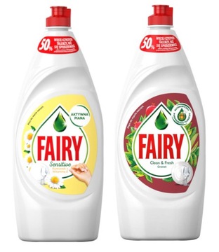 FAIRY ZESTAW 2 PŁYNÓW DO NACZYŃ 2x900ml RUMIANEK + GRANAT