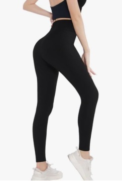 Czarne legginsy damskie wysoki stan modelujące sportowe do treningu fitness