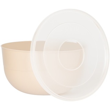 МИСКА КУХОННАЯ ПЛАСТИКОВАЯ С КРЫШКОЙ 1,2 Л, 16 СМ, БЕЖЕВАЯ.