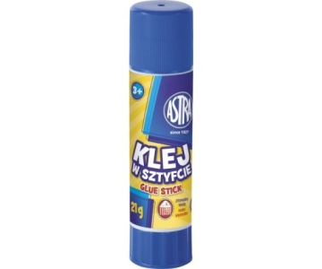 KLEJ W SZTYFCIE ASTRA 21g SZKOLNY DO PAPIERU TEKTURY BEZ ROZPUSZCZALNIKÓW