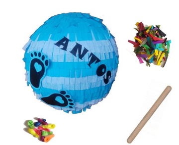 PINIATA baby shower chłopiec imię 90 cm dodatki