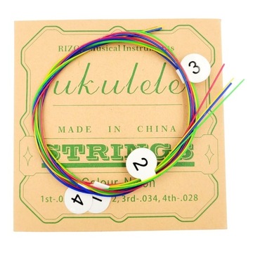 KOLOROWE STRUNY do UKULELE nylonowe KOMPLET