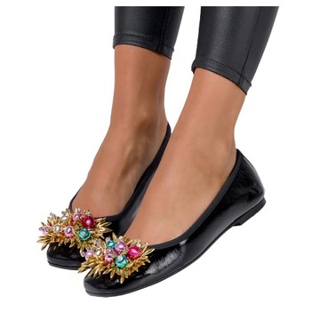 BALERINY MODNE Z KRYSZTAŁKAMI POLSKA SKÓRA NEW 36