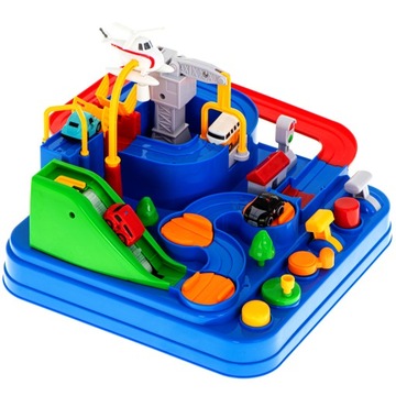 ИНТЕРАКТИВНАЯ ЦВЕТНАЯ АВТОМОБИЛЬНАЯ ТРАССА С ПРЕПЯТСТВИЯМИ ГОНКИ ПАРКОВКА НА 4 АВТОМОБИЛЯ