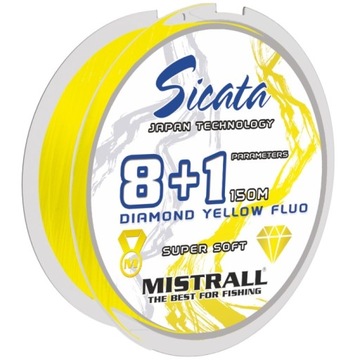 MISTRALL SICATA JGS X8+1 PLECIONKA FLUO ŻÓŁTA 0,06 MM 150 M