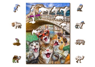 Puzzle Drewniane Kocięta w Wenecji 200 elemenów