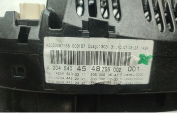 PŘÍSTROJOVÁ DESKA MERCEDES C W204 S204 2.2 CDI 170KM 646.811 A2045404548 EVROPA