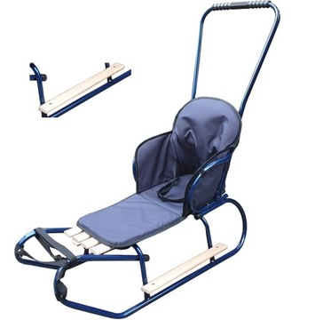 САНКИ LEO + ПУШЕР + МАТРАС ВЫСОКОЙ ТОЛСТОСТИ + РЕМНИ + ПОДНОЖКИ