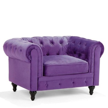 Fotel Welurowy Fioletowy Chesterfield !