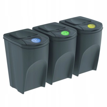 KOSZE POJEMNIKI SEGREGACJA ŚMIECI 3X35L SZARY KAMIENNY