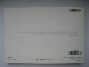 HONDA CIVIC IX sedan 4d Polska instrukcja obsługi Honda Civic Sedan 11-16