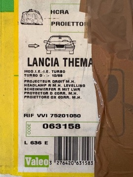 LANCIA THEMA 1984 PRAVÁ STRANA SVĚTLA PŘEDNÍ