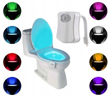 PODŚWIETLENIE MUSZLI KLOZETOWEJ WC LED LAMPKA 8 CZUJNIK RUCHU ZMIERZCH
