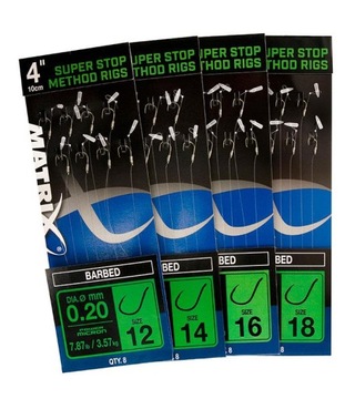 MATRIX HACZYK Z PRZYPONEM SUPER STOP METHOD RIGS #16 0,18 mm 10 cm 8 sztuk