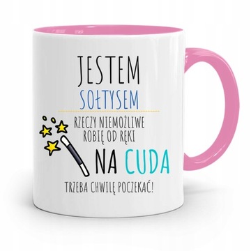 DLA SOŁTYSA KUBEK RÓŻOWY JESTEM SOŁTYSEM PREZENT z Nadrukiem ze Zdjęciem
