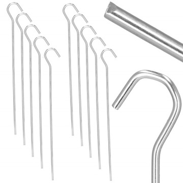 ТЕНТОВЫЕ ШПИЛЬКИ ТЕНТОВЫЕ АНКЕРЫ HERGS СТАЛЬ 31см 10 шт. КРЮЧКИ