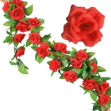 Girlanda Róża Pnąca Sztuczne Pnącze 2,3m Kwiat x 9