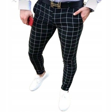 ELEGANCKIRE SPODNIE MĘSKIE WIZYTOWE KRATA