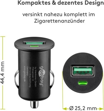 Быстрая зарядка: 1 автомобильное зарядное устройство USB для быстрой зарядки
