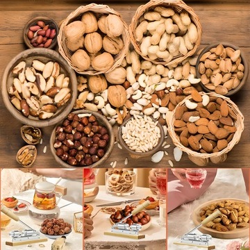 DZIADEK DO ORZECHÓW STALOWY NA PODSTAWCE ANTYPOŚLIZGOWEJ MOCNY REGULOWANY