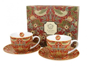 Dwie filiżanki do kawy Gogh porcelana ptaki red
