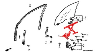 HONDA CR-V 95- MECHANIZMUS MOTOR ZVEDÁNÍ OKNO