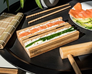 ДЕРЕВЯННЫЙ НАБОР ДЛЯ ПРИГОТОВЛЕНИЯ СУШИ КОВРИК SUSHI SENSEI DELUXE АКСЕССУАРЫ